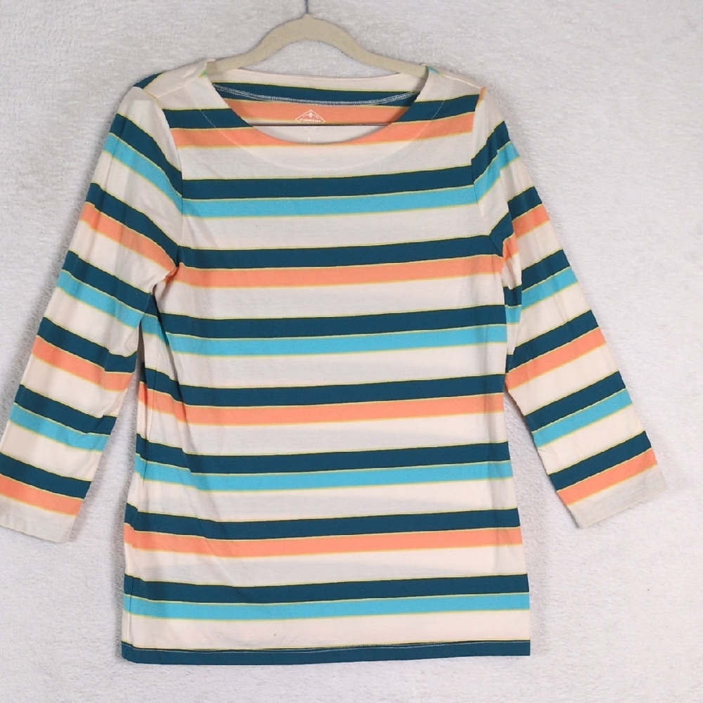 St. John's Bay Womens Classic Boatneck Striped‎ Tee Shirt Size S
